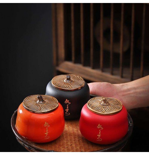 Persimmon Shape Factory Directly Fashionable Luxury Design Storage Jar Ceramic Trumpet Two Empty Cans Tea Pot Ceramic Set Persimmon Shape Factory Directly Fashionable Luxury Design Storage Jar Ceramic Trumpet Two Empty Cans Tea Pot Ceramic Set