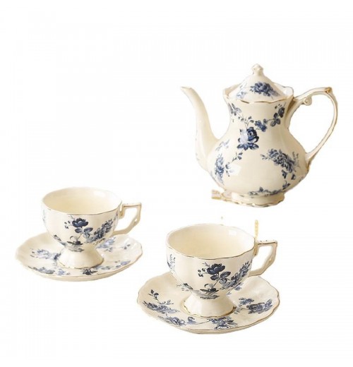 Madou French Retro Ceramic Flower Prints Cup And Saucer Set Elegant Tea Pot Set Restaurant Afternoon Tea Turkish Coffee Cup Madou French Retro Ceramic Flower Prints Cup And Saucer Set Elegant Tea Pot Set Restaurant Afternoon Tea Turkish Coffee Cup