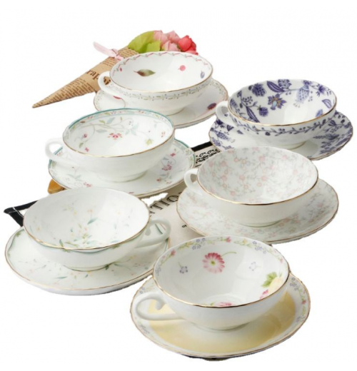 Gold Rim Hekou Flower British Cup Bone Chian Handmade Ceramic Vintage Cups Black Tea Set Coffee Tea Cup with Saucer for Women Gold Rim Hekou Flower British Cup Bone Chian Handmade Ceramic Vintage Cups Black Tea Set Coffee Tea Cup with Saucer for Women