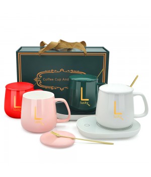400ml 55 Degree Heating Cup Custom Ceramic Business Gifts Warm Mug Usb Plug Porcelain Coffee With Logo Present Set Cup Warmer